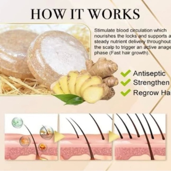 Ginger Hair Regrowth Shampoo 2 Bar Bundle Ginger Polygonum Shampoo Soap NEW NWT - Picture 3 of 12